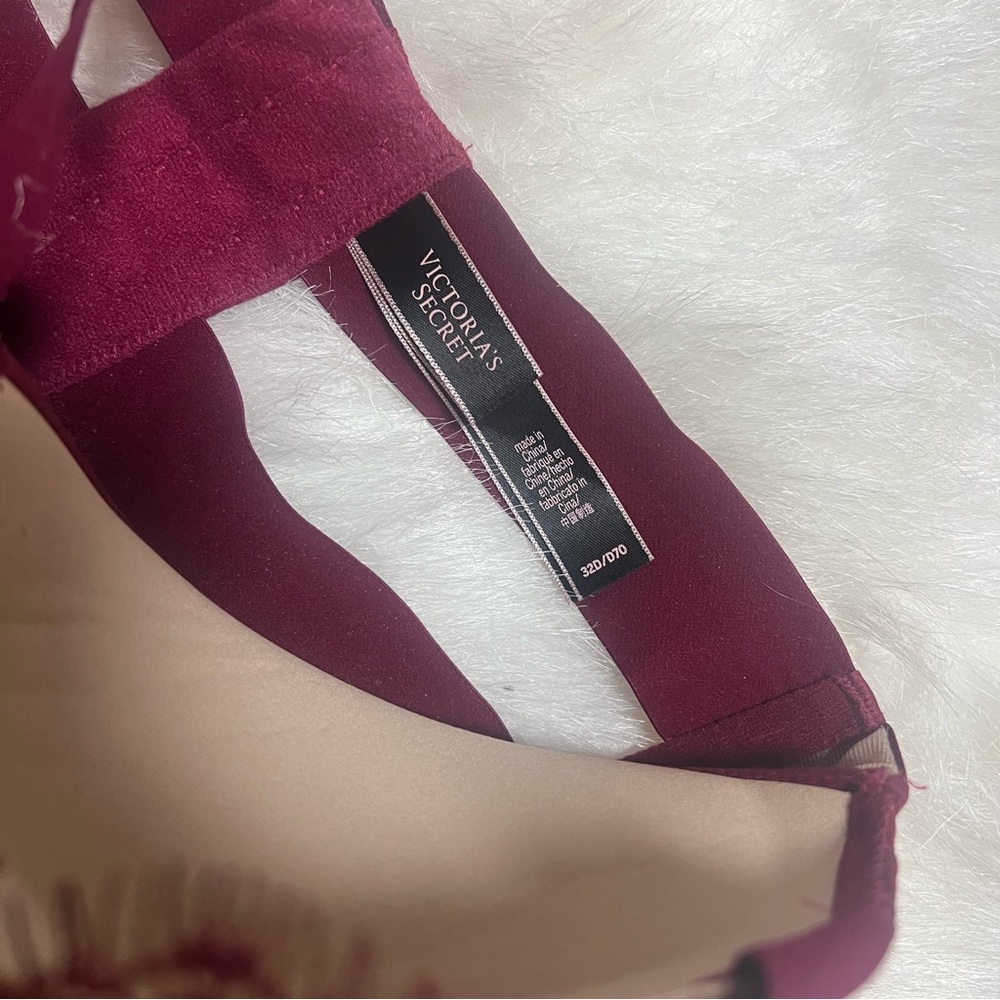 Victoria’s Secret burgundy eyelash lace negligee babydoll slip dress size 32D - Picture 7 of 7